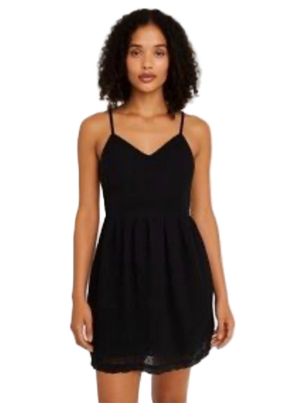 Vero Moda JANAS Black Spaghetti-Strap Chiffon sparkle Mini Dress SMALL